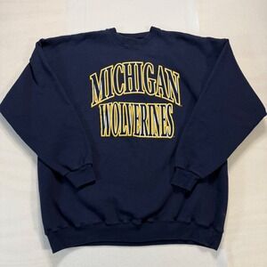 Vintage 90s Michigan Wolverines Navy Blue Crewneck Sweatshirt XXL NCAA College